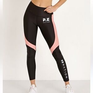 PE Nation The Chasse Legging in Black Salmon Size Large